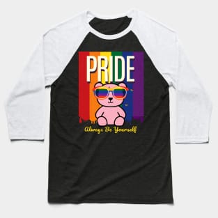 LGBTQ Rainbow Flag Gay Pride Shirt Bear Awareness Ally Men Baseball T-Shirt